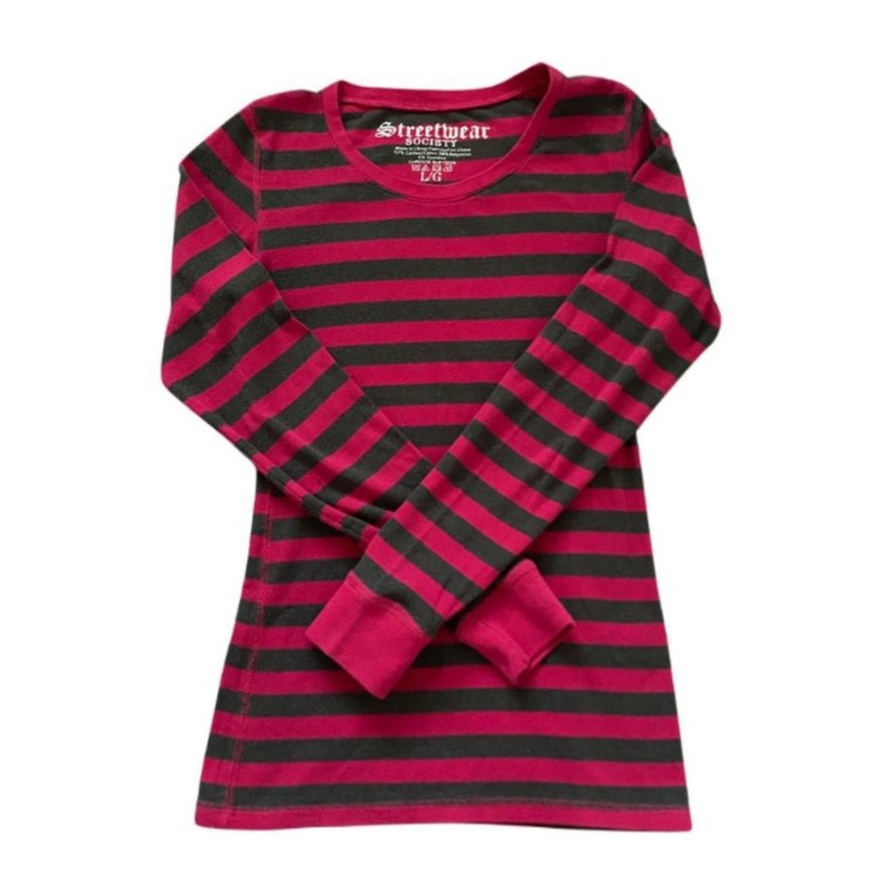 grunge striped pink and grey long sleeve